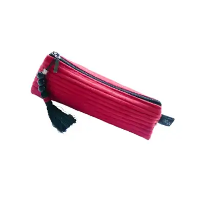 Suede Quilted Pencil Case