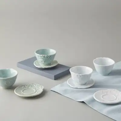 韓文茶杯組(白瓷、青瓷)