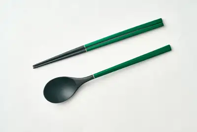 Five-Direction Colors Green Spoon and Chopsticks Set