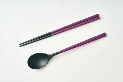 Five-Color Purple Spoon and Fork Set