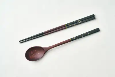 Blue Fortune Spoon and Chopsticks Set