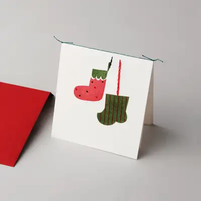 Hanji Stamp Christmas Card - Socks