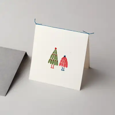 Hanji Embroidered Christmas Card - Tree