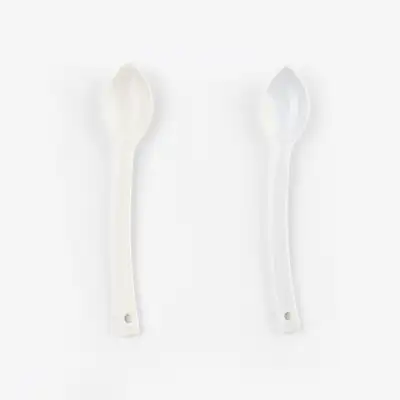 White Ceramic Leaf Spoon & Muddler