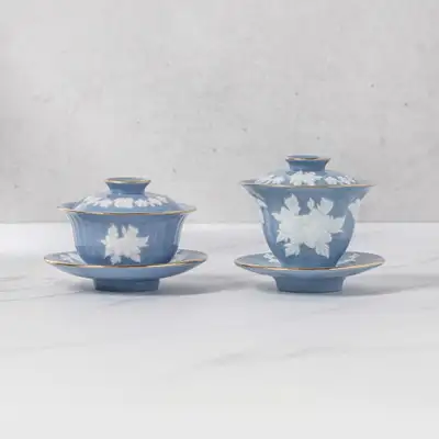 Peony Patterned Blue Gaewan (Small/Medium)