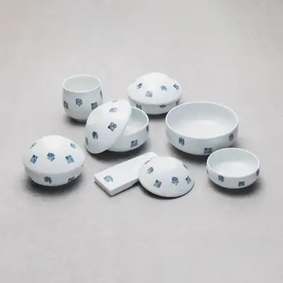 Shufu Pattern Blue and White Porcelain Bapsang Table Setting Single Serving Set