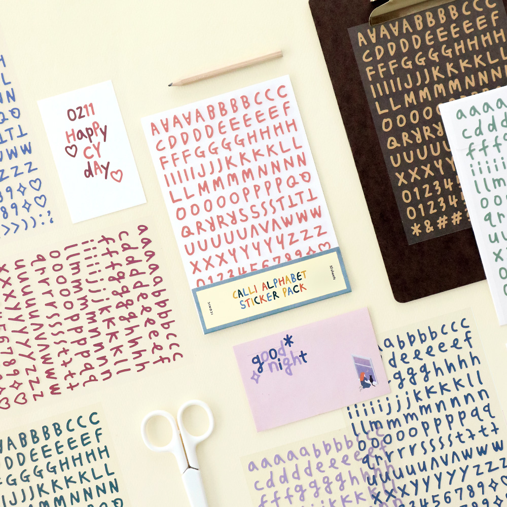 Calligraphy Alphabet Number Sticker Pack