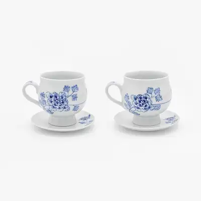 Peony Pattern Coffee Cup Set (2p)