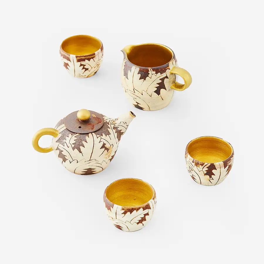 牡丹金色茶具套装