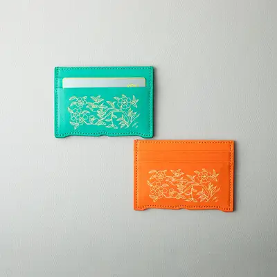 Peony and Bird Card Wallet