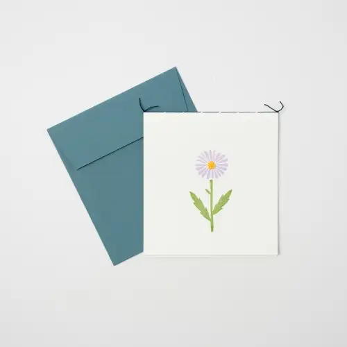 韩纸手工绣花卡 - 紫苑花