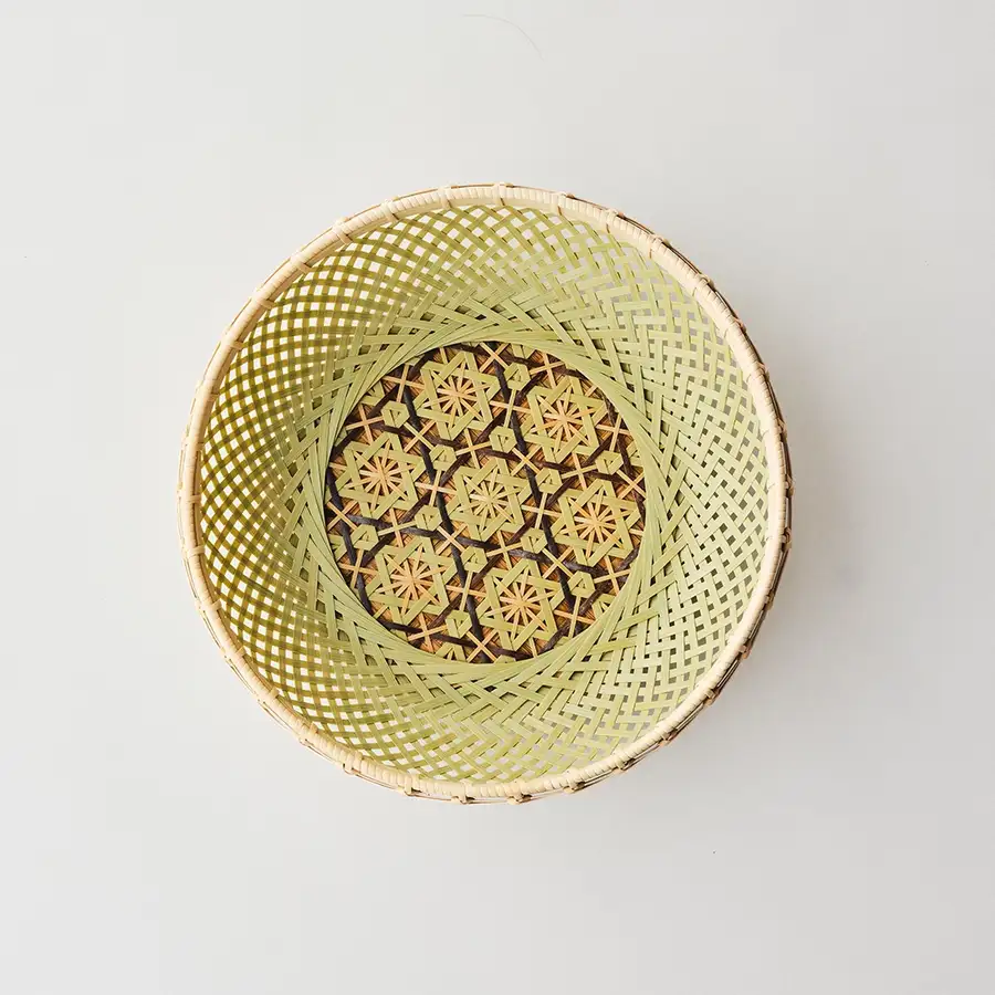 菊花纹竹编托盘 — 1