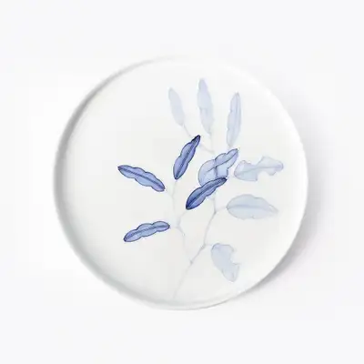 Blue and White Leaf Round Plate (Small/Large)