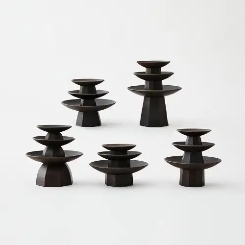 黑瓷盘S/M/L(圆形/低多边形/多边形/八边形/菱形)