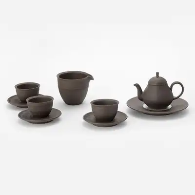 黑土树枝形银釉茶具套装