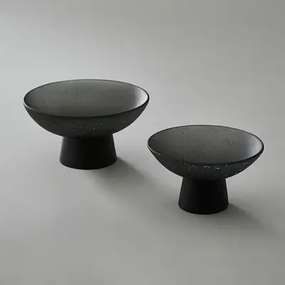 Black and White Circular Footed Bowl (Medium/Large)