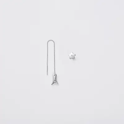 For Scrollwork and Broad Stone Stud Asymmetrical Earrings