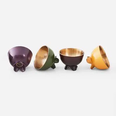 Lacquer-Finished Bronze Cup Set (2p) - 14 Colors