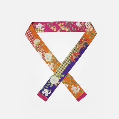 Minhwa Pattern Silk Mini Scarf (Orange)