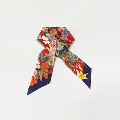 Folk Painting Pattern Silk Scarf (Pleasure Garden) - Magenta