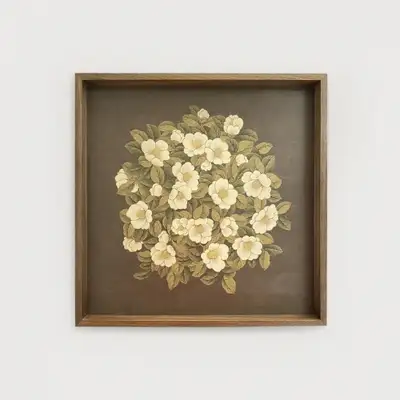 Minhwa Wooden Tray (Camellia and Floral Design)