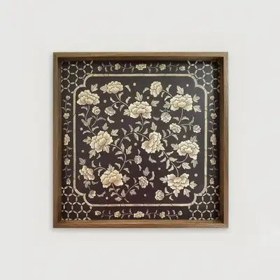 Folk Painting Wooden Tray (Colored Lacquerware Pattern)