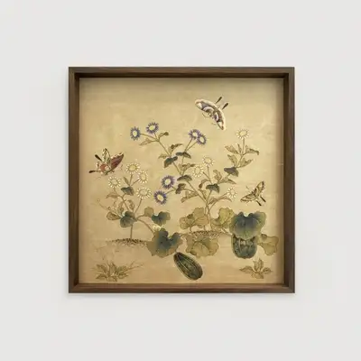 Minhwa Painting Wooden Tray (Insects and Plants)