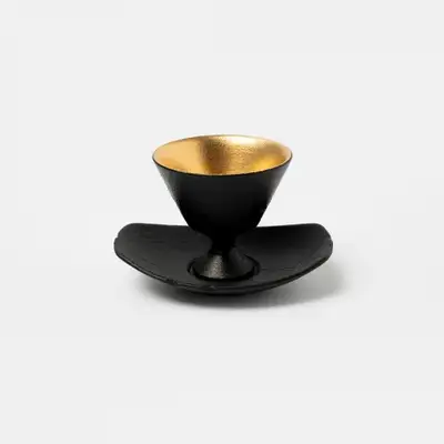Blackware Gold-Accented Goblet Set