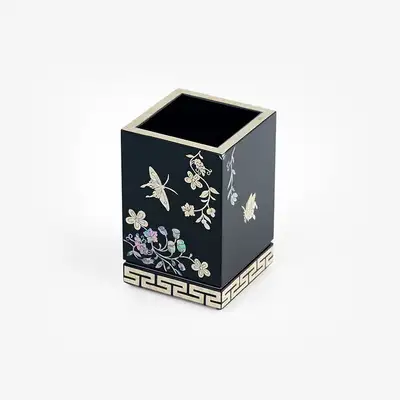 Mother-of-Pearl Butterfly Pattern Pencil Holder