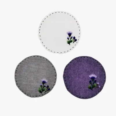 Thistle Embroidered Coaster (1pc)