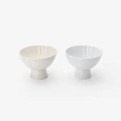 White Porcelain Half-Round Dessert Pedestal Bowl