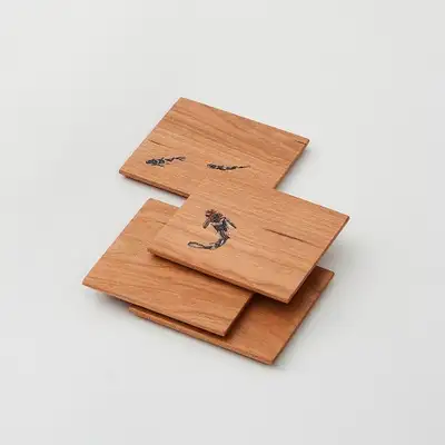 Skewer-Shaped Wooden Coaster Set