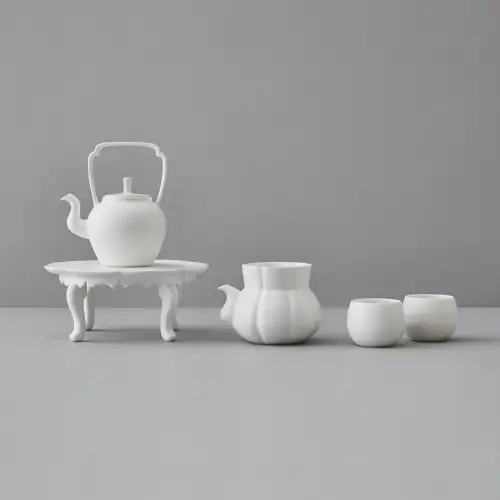 花纹小桌茶具套装(白色)