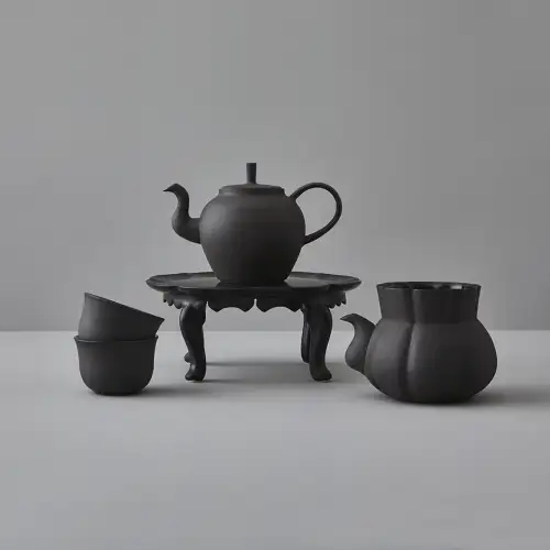 花纹族盘茶具套装(黑色)