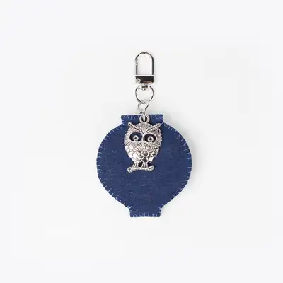 Natural-Dyed Moon Jar Keyring (Large)