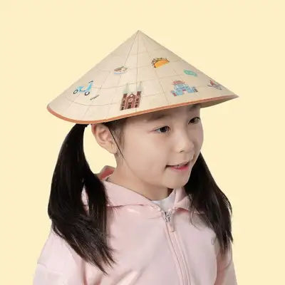 Vietnam Nón Lá Hat Craft - Multicultural Art Educational Kit with Sticker Decoration for Elementary Students