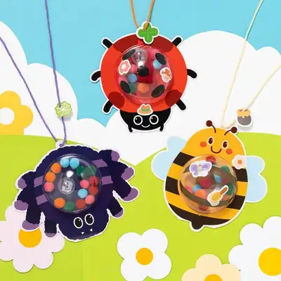 Paper Insect Necklace Craft Kit - Spring Nature Elementary Art Activity Craft Toy