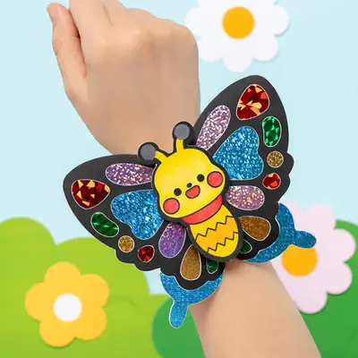 Foil Art Butterfly Bracelet Spring Art Activity DIY Kit Children's Craft Materials Toy
