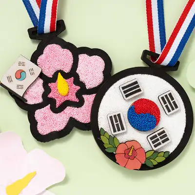Clay Medal Craft Kit - Korean Heritage Experience Activity Set for Kids