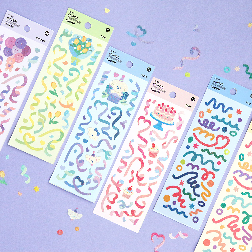 Confetti Hologram Seal Stickers