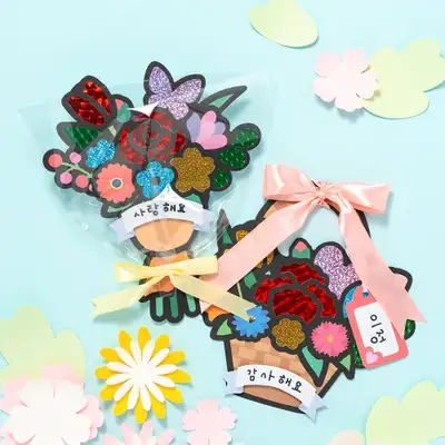 Foil Art Flower Making Kit - Bouquet Craft Materials for Gifts, Birthdays, Graduation, Teacher's Day, Parent's Day, Home Decor, Preschool, Children, Toddlers