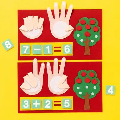 Felt Finger Math Play Learning Toy - Number Counting Educational Board for Toddlers Addition Subtraction Development