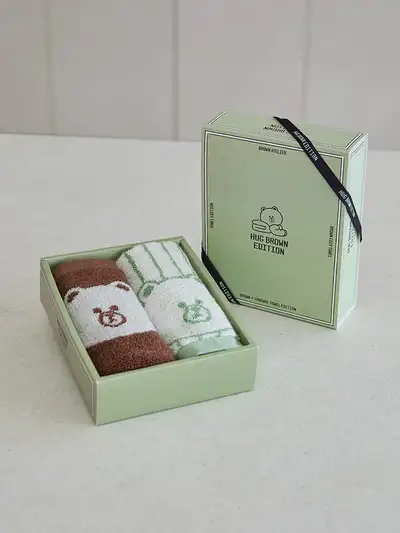 LINE FRIENDS Songwol Brown Basic Hand Towel 2P Set