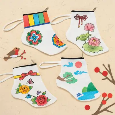 Traditional Socks DIY Kit - Korean New Year Festival Craft Project for Seniors and Art Therapy