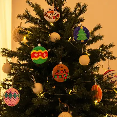Christmas Painting Ornament Set of 5 - DIY Color & Draw Tree Decoration Craft Kit