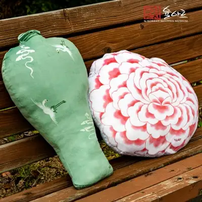 Korean Traditional Folk Painting Cushion Pillow Plush Toy - Decorative Housewarming Gift