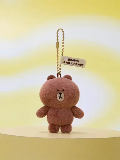 LINE FRIENDS Brown Basic Mini Plush Keyring