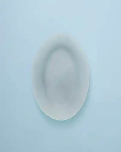 Matt Powdery OU Wing Oval Plate M - Blue Grey