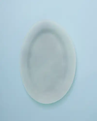 Matt Powdery OU Wing Oval Plate L - Blue Grey