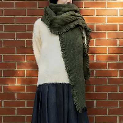 Lambwool Cupro Blanket Stole - Forest Green
